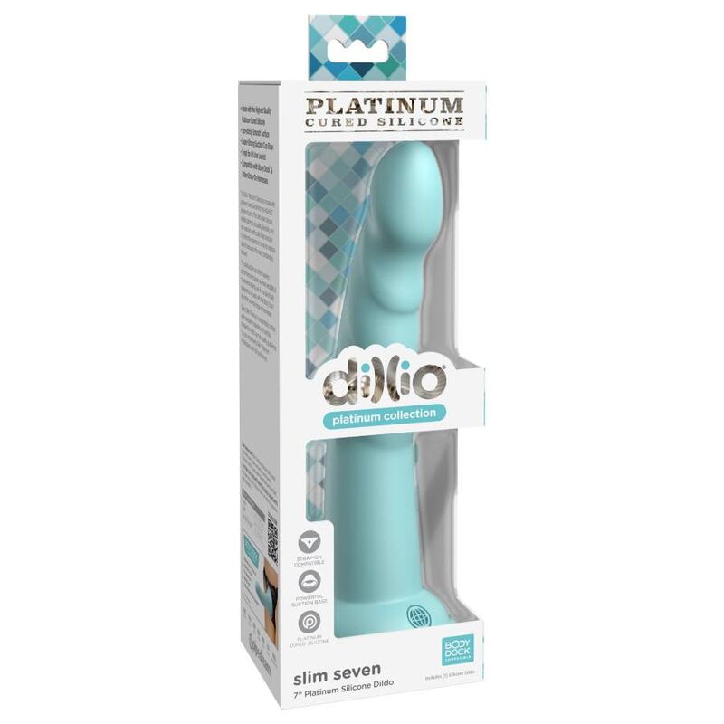 Dillio - Slim Seven Dildo 17.78 cm Green Silicone with Platinum