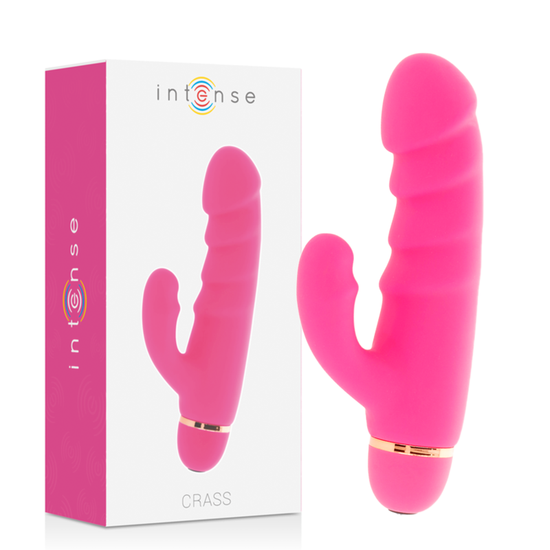 Intense Fun - Crass Vibrator with 20 Speeds, Soft Silicone, Waterproof, 4.1cm x 17.5cm, Pink