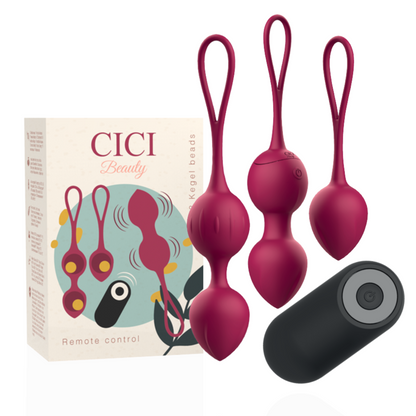 Cici Beauty - Set of 3 Premium Silicone Kegel Balls With 10 Vibration Modes and Remote Control