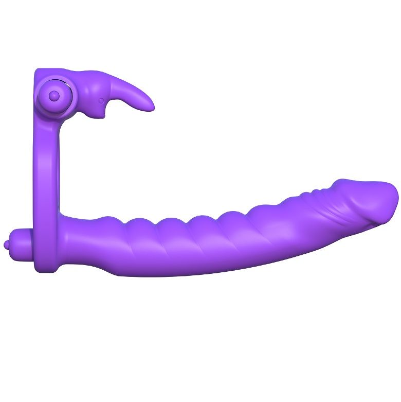 Fantasy C-Ringz - Silicone Double Vibrator Rabbit with Double Penetration