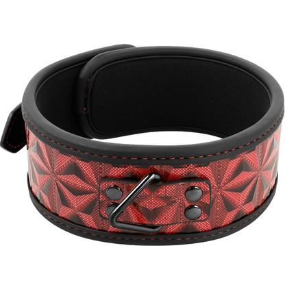 Begme Red Edition - Vegan Leather BDSM Collar With Nickel Free Metal Chain