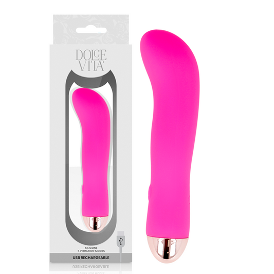 Dolce Vita - Two Pink 7-Speed ​​Rechargeable Vibrator, Soft Silicone, 13.2cm Length