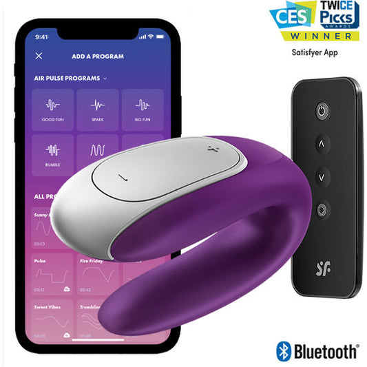 Satisfyer Connect - Double Fun Couple Vibrator with Remote Control and App, Waterproof - Purple