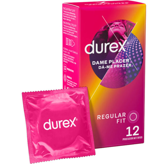 Durex Condoms - Ladies' Condoms Placer 12 Units, Spots and Stretch Marks, Easy-On Anatomical Shape