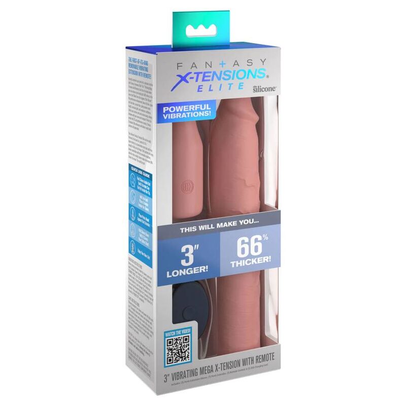 Fantasy X-Tensions 9" Penis Extender Sleeve + Anal Plug Remote Control Silicone Elite Vibrator