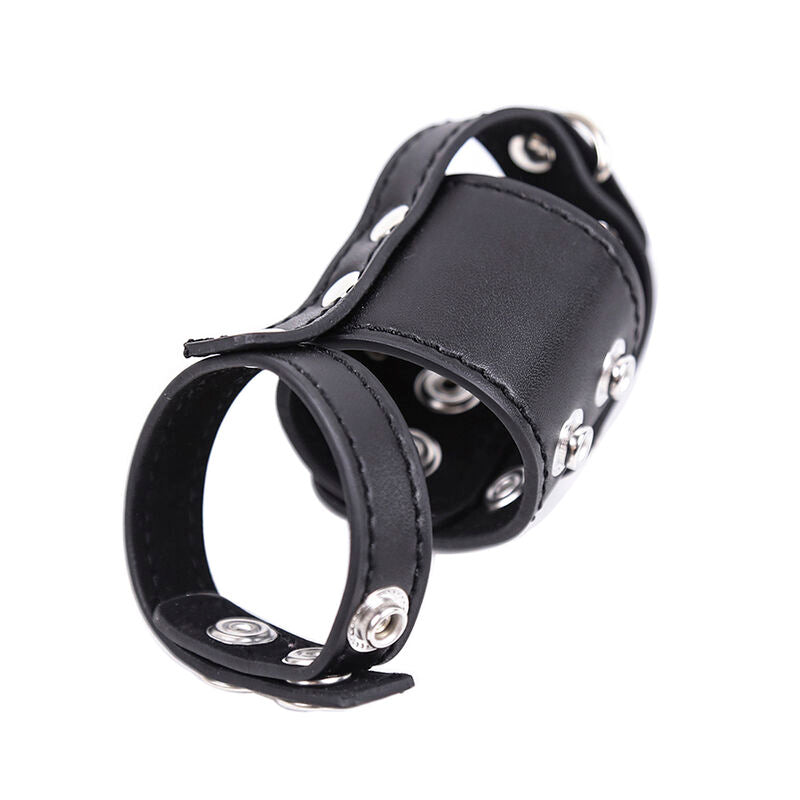 Ohmama Fetish - Leather Chastity Belt with Metal Details and Adjustable Brackets, Nickel Free