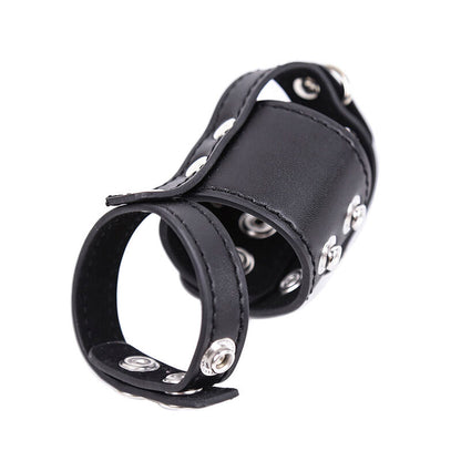 Ohmama Fetish - Leather Chastity Belt with Metal Details and Adjustable Brackets, Nickel Free