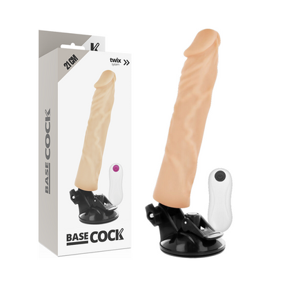 Basecock - Realistic Vibrator With Flesh Remote Control 21 cm, 12 Vibration Modes, Silky TPE Material, Free Falatos