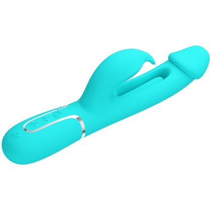 Pretty Love Flirtation- Kampas Rabbit 3 În 1 Vibrator Multifuncțional Cu Limbă Aqua Green