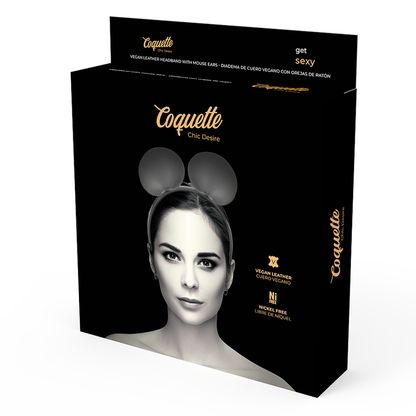 Coquette Accessories - Vegan Leather Mouse Ear Headband, Elegance Detail For Underwear