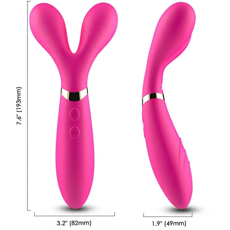 Armony Massagers- Y Wand Massager & Vibrator Cap Dublu Fuchsia