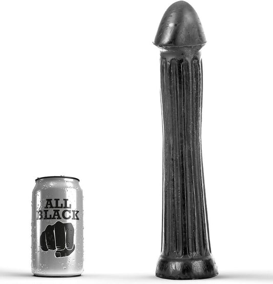 All Black - Candle-Resistant Dildo Anal Plug, PVC Material, Dimensions 31 x 6 cm, Grooved Texture, Durable and Pleasant