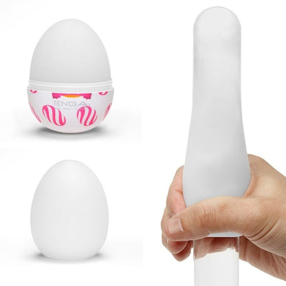 Tenga - Tenga Curl Egg Stroker, Super Stretchable Material, Single Use, Size: 49 x 49 x 61 mm