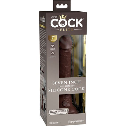 King Cock- Dildo Realist De Elită Din Silicon 17,8 Cm Maro