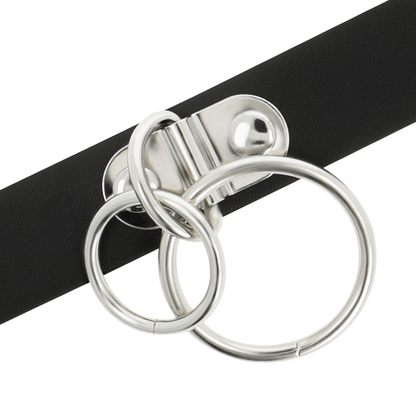 Coquette Accessories - Double Ring Vegan Leather Choker (One Size: 400mm L x 20mm W)