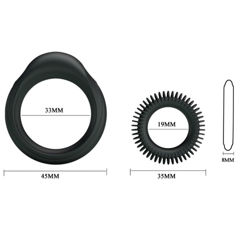 Baile For Him - Silicone Ring Set for Men - Water Resistant - Inner Diameter 2.5cm and 2cm