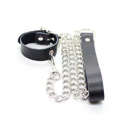 Ohmama Fetish - Penis Necklace and Leather Strap with Metal Chain (Adjustable Strap)