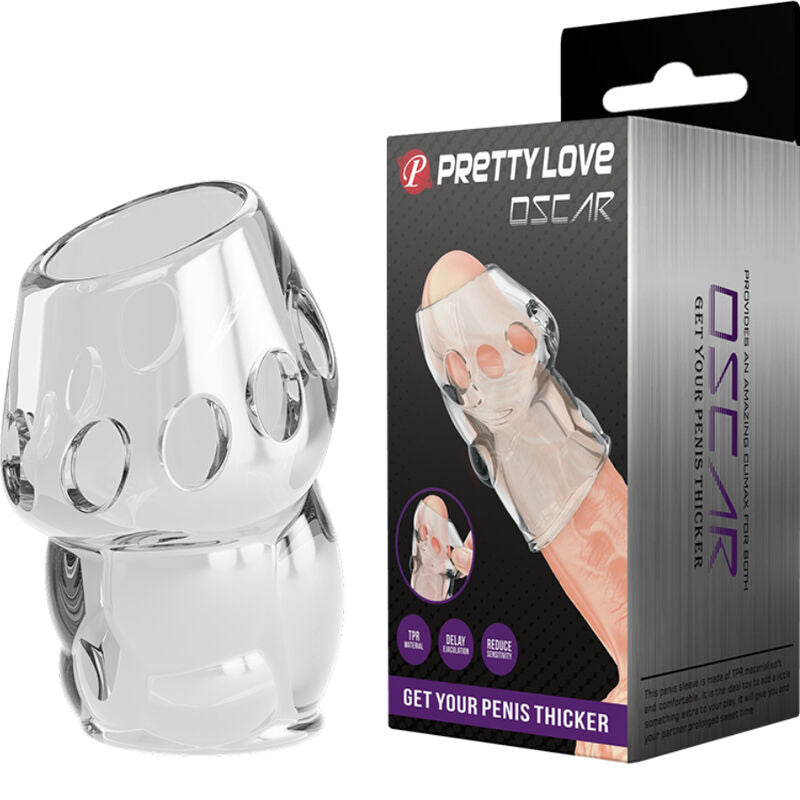 Pretty Love Male Transparent Penis Sleeve Made of Soft and Elastic TPR Material Waterproof Crystal