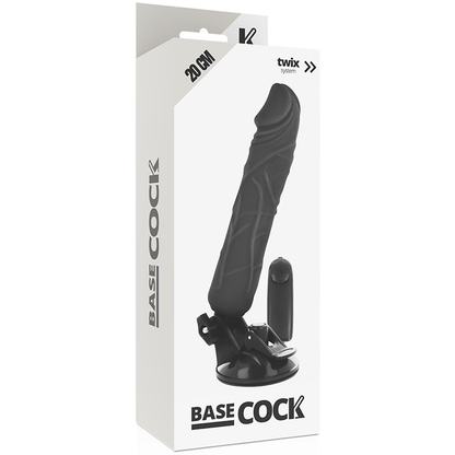 Basecock - Realistic Vibrator With Remote Control Black 20 cm