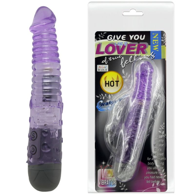 Baile Vibrators - Violet Multi-Climax Vibrator with 10 Functions, Ribbed Shaft, Water Resistant, TPR, 2AAA Batteries, Measurements: See Image