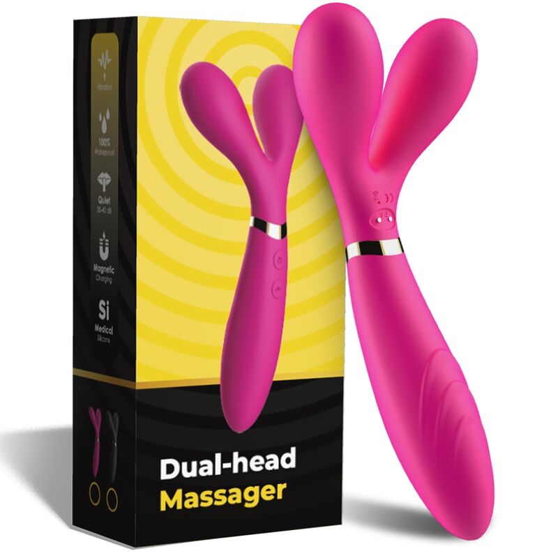 Armony Massagers- Y Wand Massager & Vibrator Cap Dublu Fuchsia