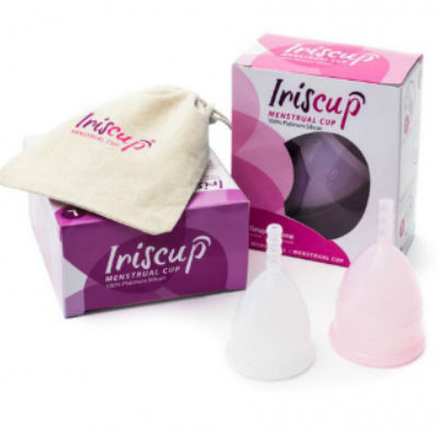 Iriscup - Silicone Reusable Menstrual Cup, Size L, Pink, With Free Sterilizing Bag