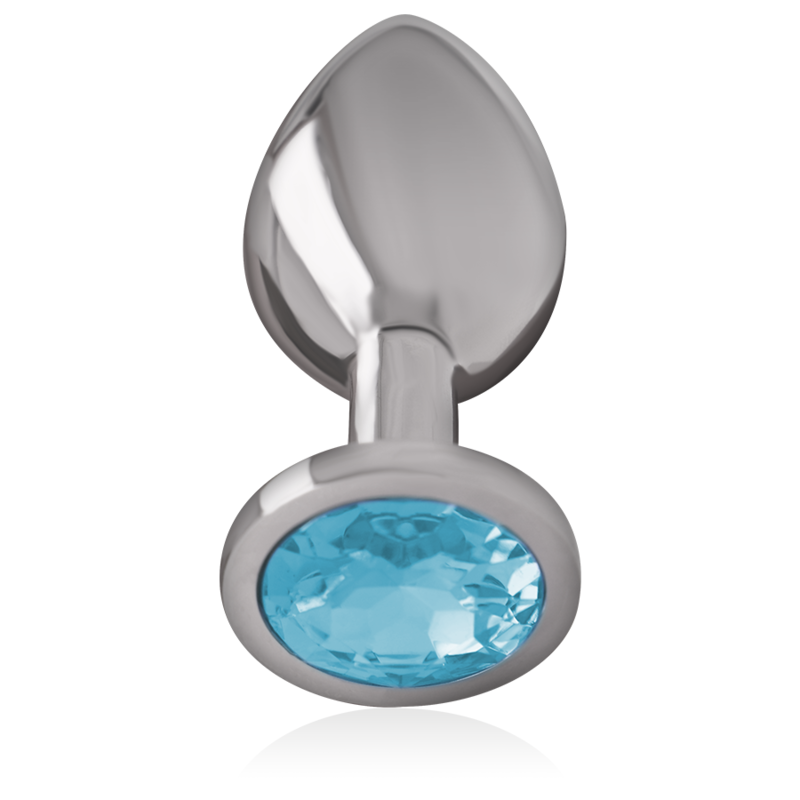 Intense Anal Toys - Aluminum Metal Anal Plug with Blue Glass, Size M