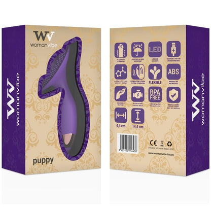 Womanvibe - Rechargeable Silicone Puppy Stimulator, 14.4 x 4.4 cm, 10 Vibration Modes, Silent, Flexible, USB Rechargeable Battery