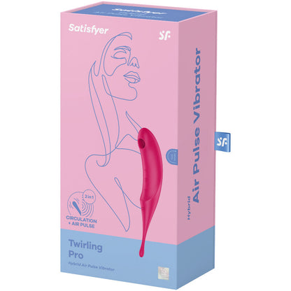 Satisfyer Air Pulse - Twirling Pro Air Pulse Stimulator, Hybrid Vibrator with Pressure Waves and Vibrations, Red