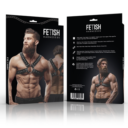 Fetish Submissive Attitude - Men's Faux Leather Cross Studded Chest Harness