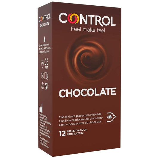 Control Condoms - Condoms With Chocolate Flavor 12 Units, Width 54 mm, Made of Natural Latex