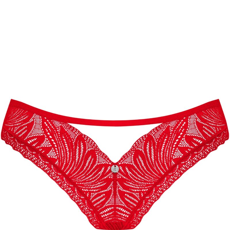 Obsessive Last Chance - Chilisa Cutout Lace Panties, Red, M/L