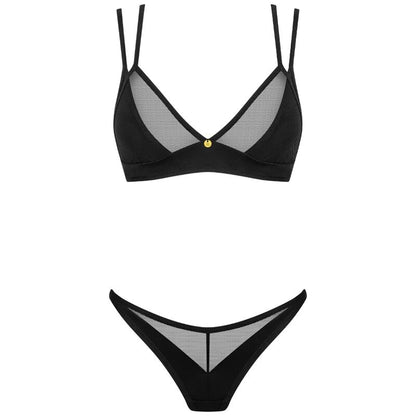 Obsessive Sets - Nesari XL/XXL Two Piece Set, Sensual Black Lingerie with Bra and Thong, Polyamide and Elastane