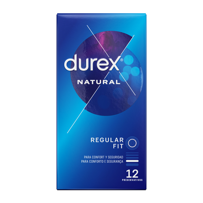 Durex Condoms - Condoms Natural Plus 12 Units, Anatomical Shape, Natural Latex, Electronically Checked, Zeus Flavor