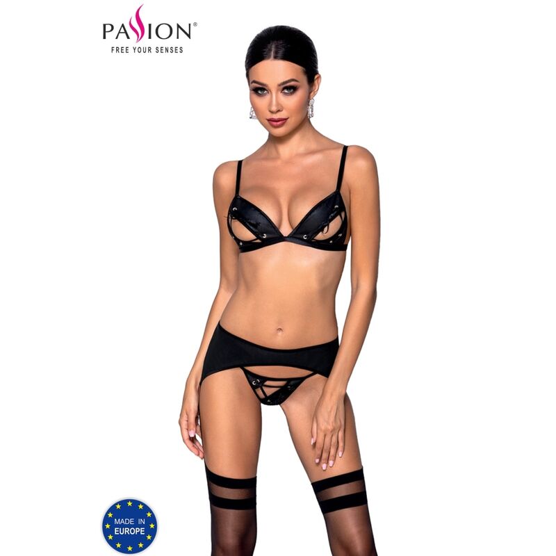 Passion Woman Sets - Miley Eco Leather Lingerie Set L/XL