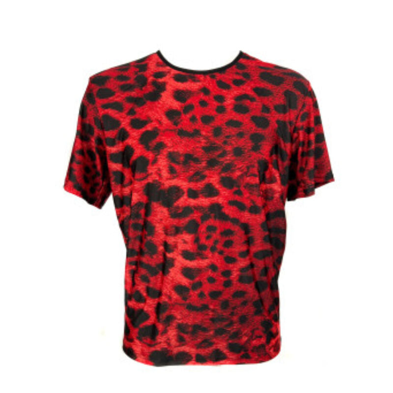 Anais Men - Savage L T-Shirt in Red Microfiber with Animal Print