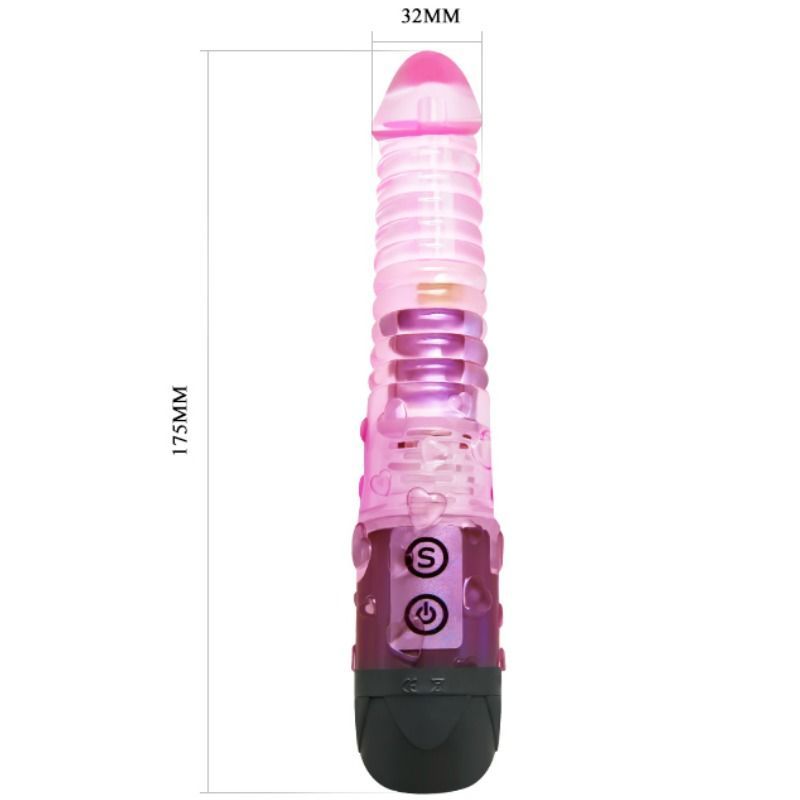 Baile Vibrators - Violet Multi-Climax Vibrator with 10 Functions, Ribbed Shaft, Water Resistant, TPR, 2AAA Batteries, Measurements: See Image