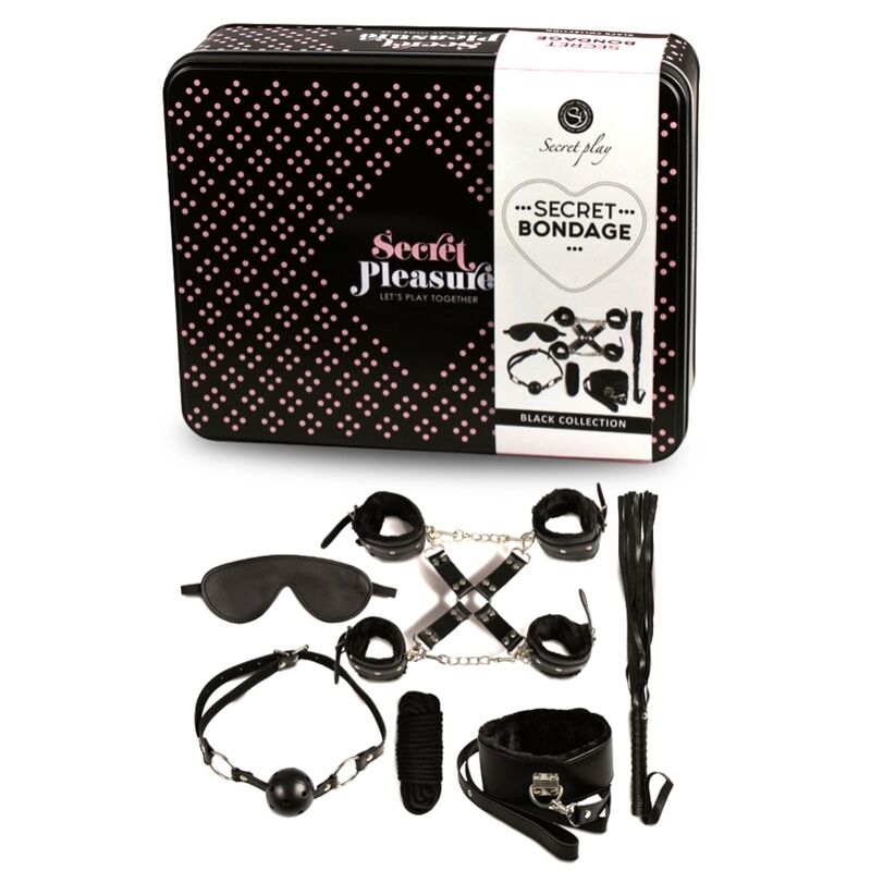 Secretplay 100% Fetish - BDSM Set 8 Pcs Black Synthetic Leather