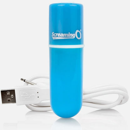 Screaming O Rechargeable Vibrating Bullet Vooom Blue - Powerful Vibrations and Water Resistant, 10 Functions, Rechargeable