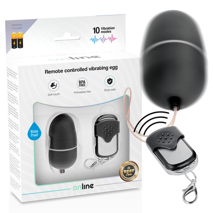 Online - Egg With Remote Control Vibration M Black, Water Resistant, Body Safe Materials