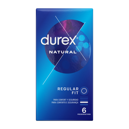 Durex Condoms - Condoms Natural Classic 6 Units, Anatomical Shape, Natural Latex, Electronic Verification, Zeus Flavor