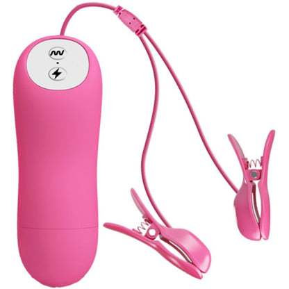 Baile Stimulating - Fuchsia Pink Vibrating Nipple Clips with Vibrations and Electroshocks