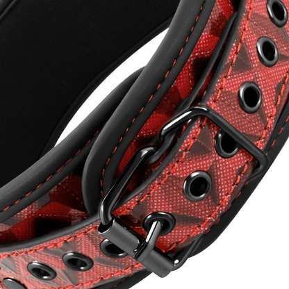 Begme Red Edition - Vegan Leather BDSM Collar With Nickel Free Metal Chain