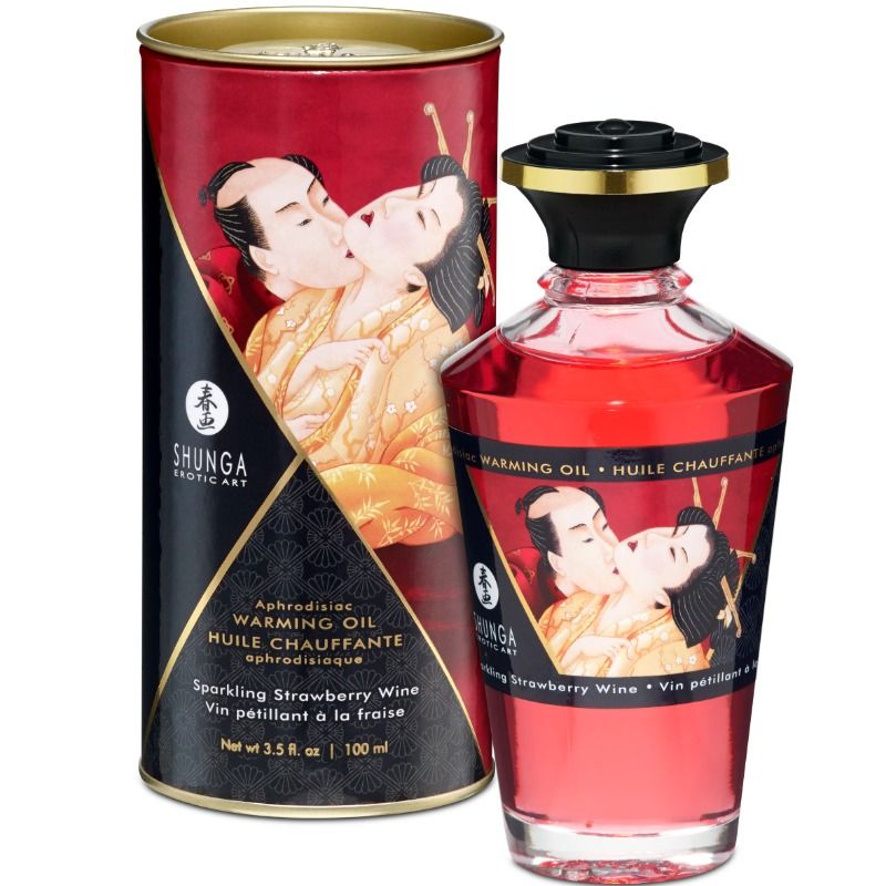 Shunga Oils - Massage Oil With Thermal Effect Strawberry and Cheese 100 ml