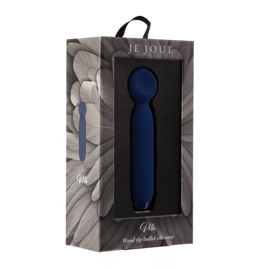 Je Joue - Vita Bullet Cobalt Blue, Compact Vibrator with 5 Speeds and 7 Models, Water Resistant, USB Rechargeable, Dimensions: 123mm x 26mm x 29.5mm