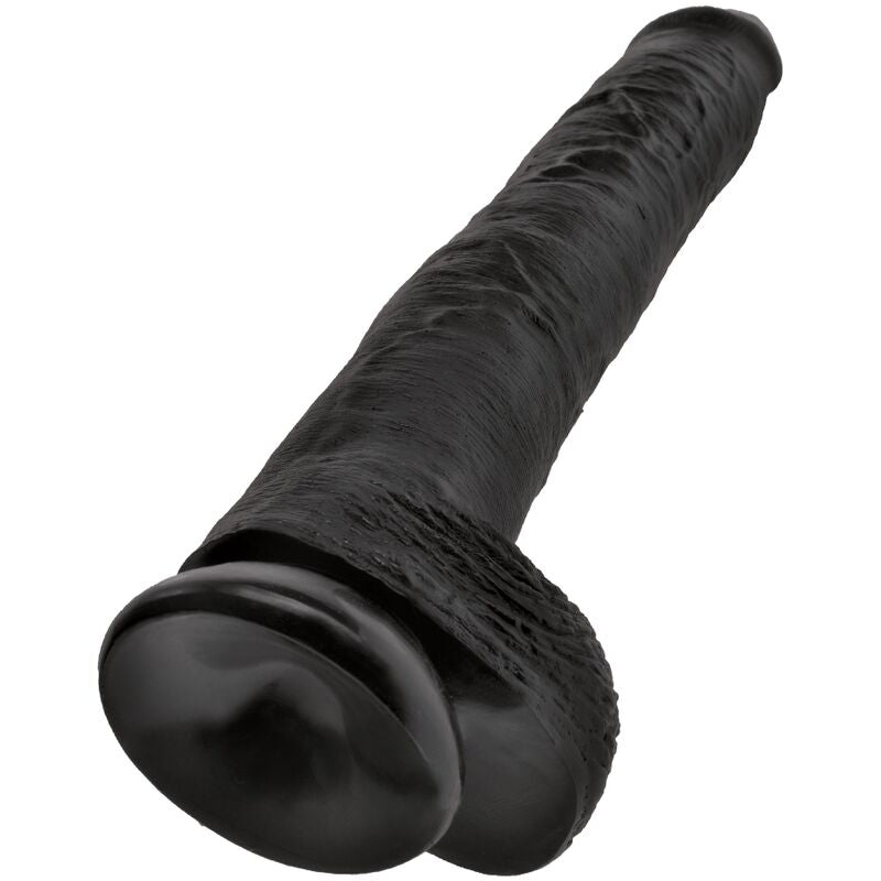 King Cock-  Penis Realist Cu Bile 30,5 Cm Negru