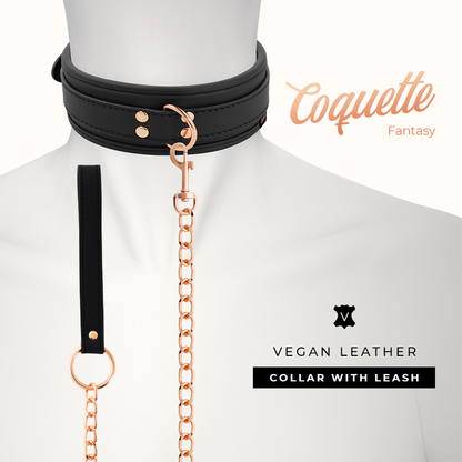 Coquette Chic Desire - Fantasy Necklace Made Of Vegan Leather With Strap And Neoprene Liner For BDSM