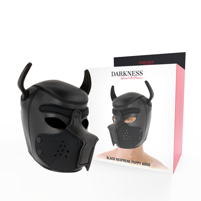 Darkness Bondage - Neoprene Dog Mask with Detachable Muzzle, Size: 56-58.5cm, Lightweight and Comfortable