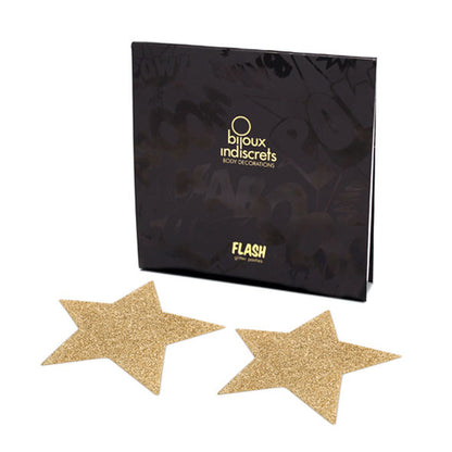 Bijoux Flash Collection - Flash Star Gold Glitter Braces With Reusable Adhesive.