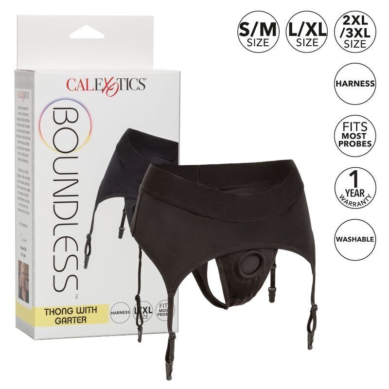 California Exotics - Boundless Thong With S/M Nylon &amp; Spandex Garter